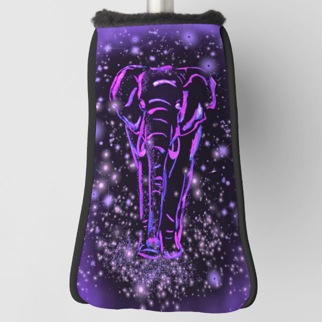 Elephant Golf Head Cover Purple Pink Starry Night  (Rotate 90)