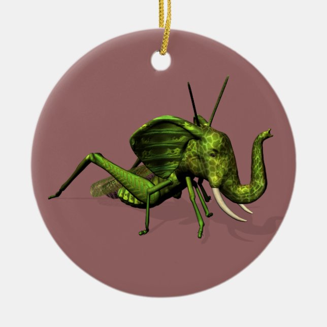 Elephant Grasshopper Crossbreed Ceramic Ornament (Front)