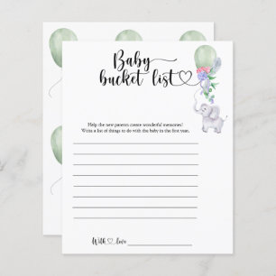 Elephant & Green Balloon - Baby bucket list