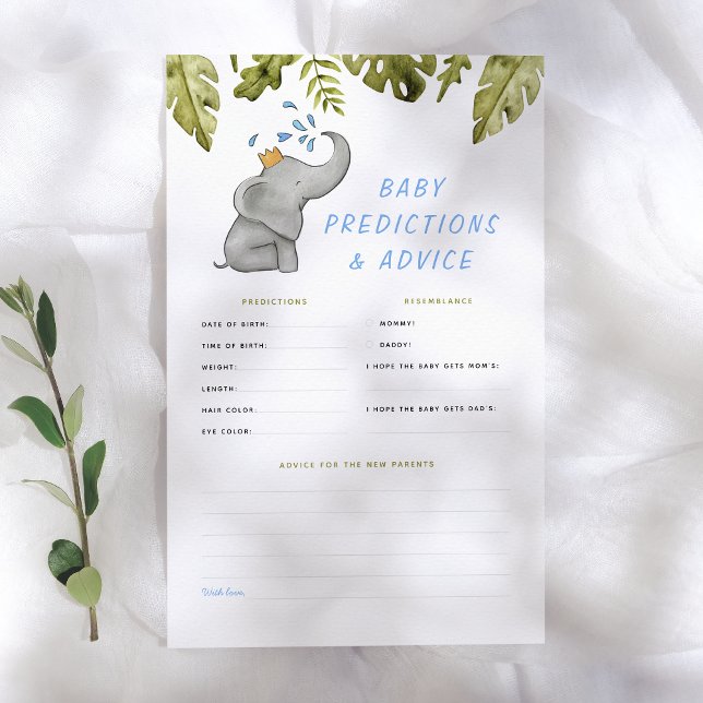 Elephant & Greenery Baby Predictions & Advice Game (Creator Uploaded)