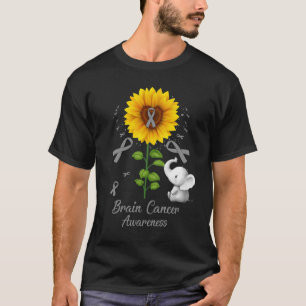 Elephant Grey Ribbon Brain Cancer Awareness Sunflo T-Shirt