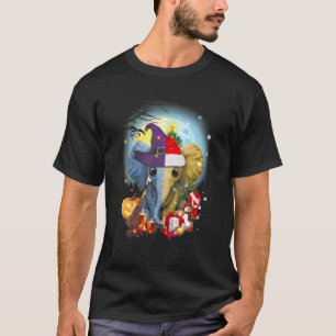 Elephant Halloween Christmas Decoration Xmas Santa T-Shirt
