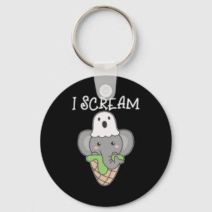 Elephant Halloween Ghost I Scream Ice Wordplay Key Ring