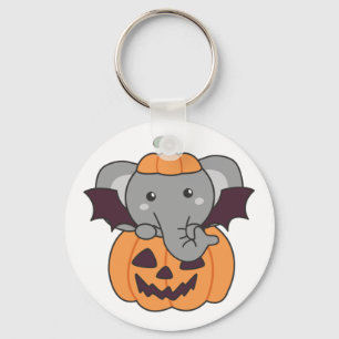 Elephant Halloween Pumpkin Bat Costume Keychain