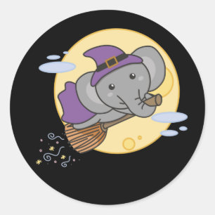 Elephant Halloween Witch Kids Witches Costume Classic Round Sticker