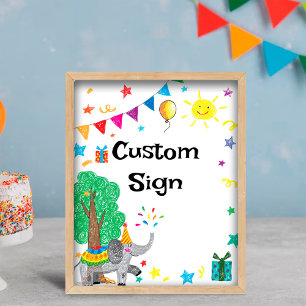 Elephant Hand Draw Custom Sign