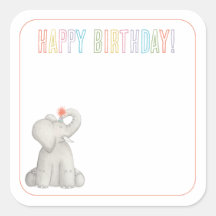 Elephant Happy Birthday Gift Tag Greeting Card