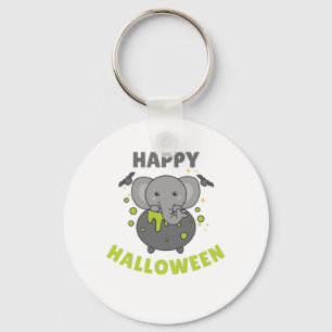 Elephant Happy Halloween Cauldron Bat Key Ring