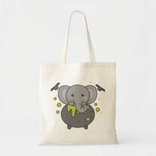 Elephant Happy Halloween Cauldron Bat Tote Bag