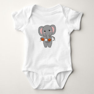 Elephant Happy Halloween Pumpkin Bat Costume Baby Bodysuit