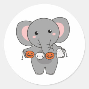 Elephant Happy Halloween Pumpkin Bat Costume Classic Round Sticker