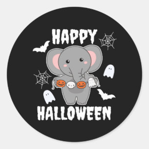 Elephant Happy Halloween Pumpkin Bat Costume Classic Round Sticker