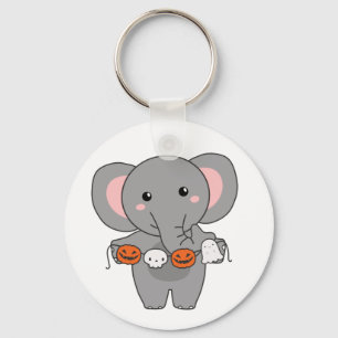 Elephant Happy Halloween Pumpkin Bat Costume Keych Key Ring