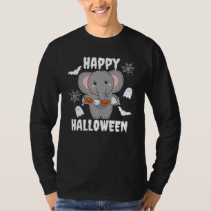Elephant Happy Halloween Pumpkin Bat Costume T-Shirt