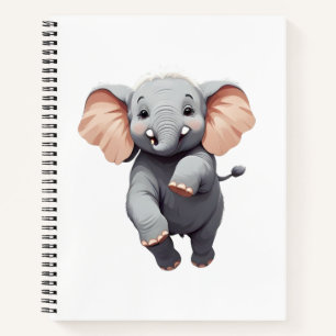 Elephant Happy Playful Fun Jumping In The Air Joy Notebook