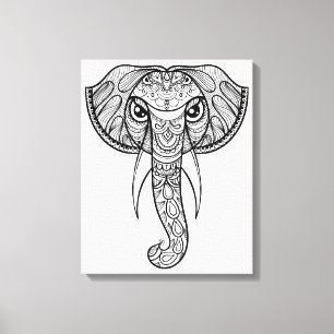 Elephant Head Doodle 11 Canvas Print