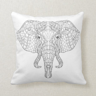 Elephant Head Doodle 2 Cushion