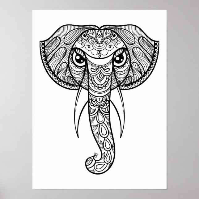 Elephant Head Doodle 3 Poster (Front)