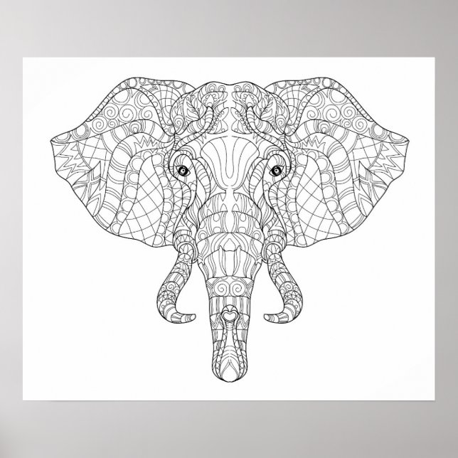 Elephant Head Doodle 4 Poster (Front)