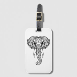 Elephant Head Doodle Luggage Tag