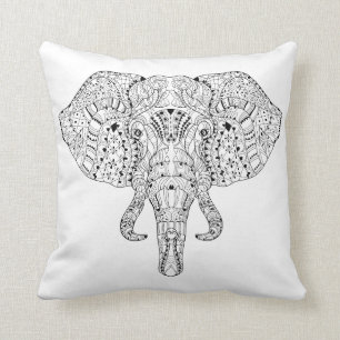 Elephant Head Doodle Sketch Cushion
