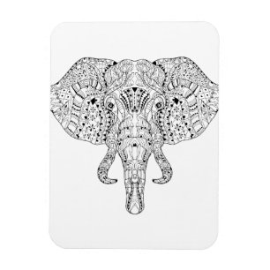Elephant Head Doodle Sketch Magnet
