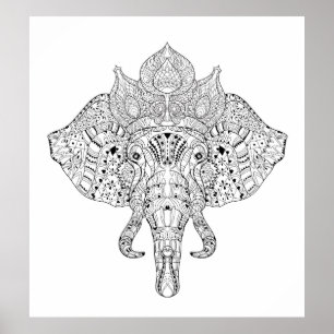 Elephant Head Inspired Doodle 2 Poster