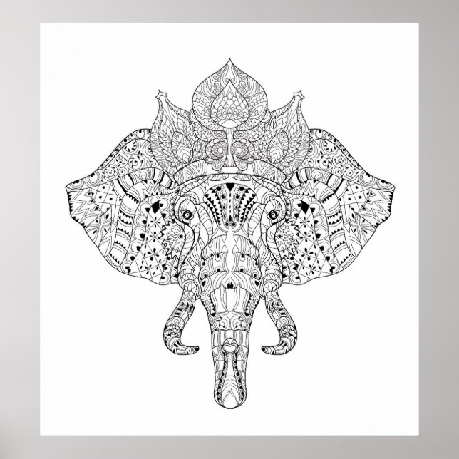 Elephant Head Inspired Doodle 2 Poster (Front)