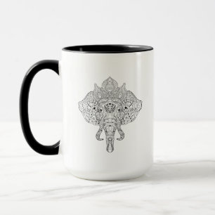 Elephant Head Inspired Doodle Mug