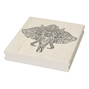 Elephant Head Inspired Doodle Rubber Stamp