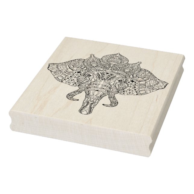 Elephant Head Inspired Doodle Rubber Stamp (Stamp)