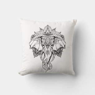 Elephant head with boho ornaments cushion
