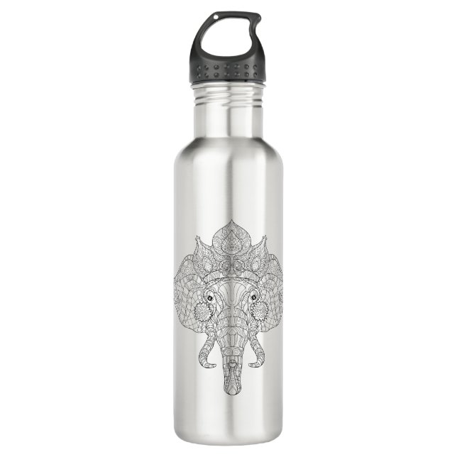Elephant Head Zendoodle 710 Ml Water Bottle (Front)