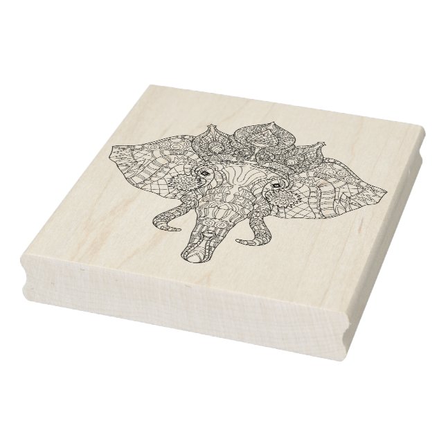 Elephant Head Zendoodle Rubber Stamp (Stamp)
