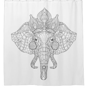 Elephant Head Zendoodle Shower Curtain