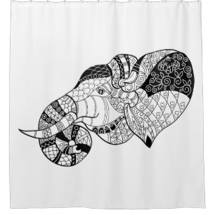 Elephant Head Zenstyle Doodle Shower Curtain