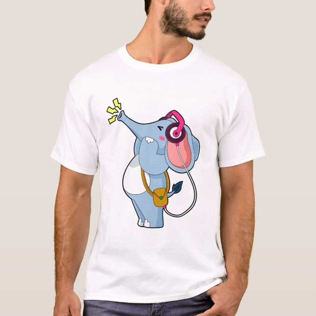 Elephant Headphone Music T-Shirt (Front)