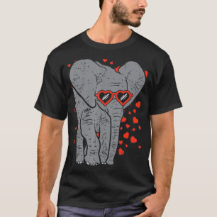 Elephant Heart Glasses Cute Valentines Day Animal T-Shirt