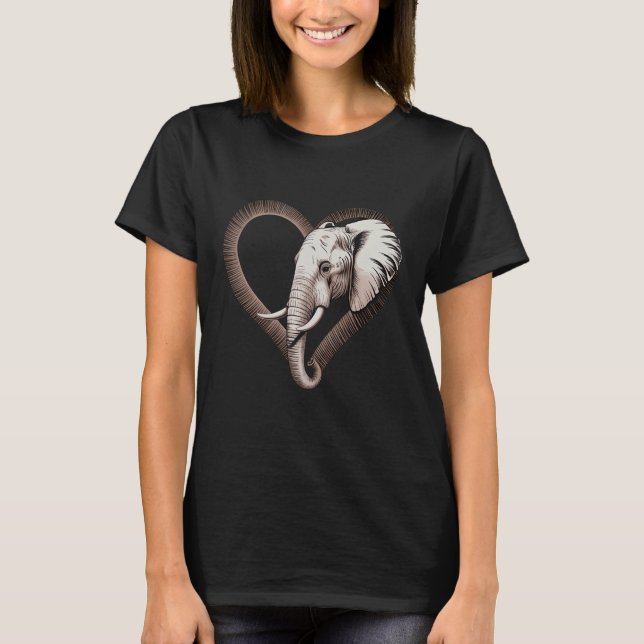 Elephant Heart Wildlife Safari Elephant Animal Lov T-Shirt (Front)