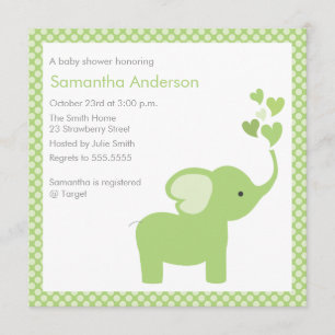 Elephant Hearts Baby Shower Invitation - Boy /Girl