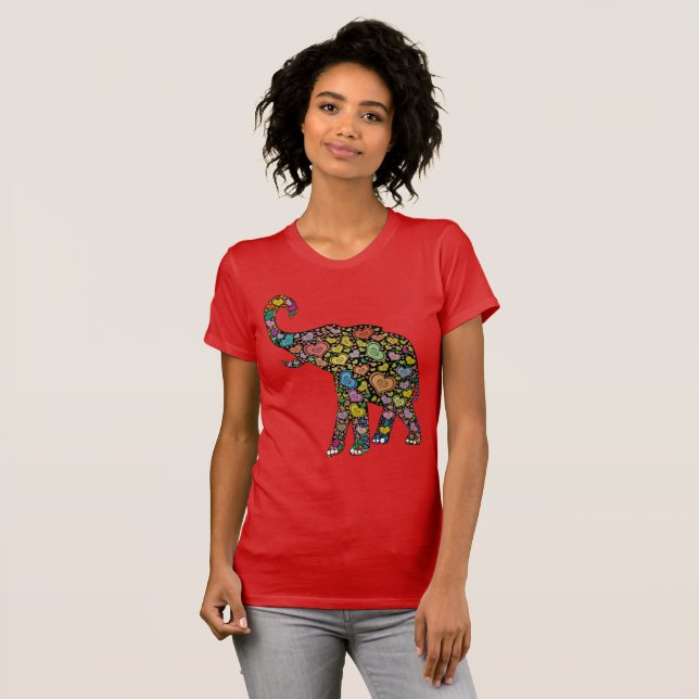 Elephant Hearts Pattern T-Shirt (Front Full)