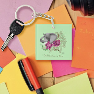Elephant Henna Flowers Key Ring