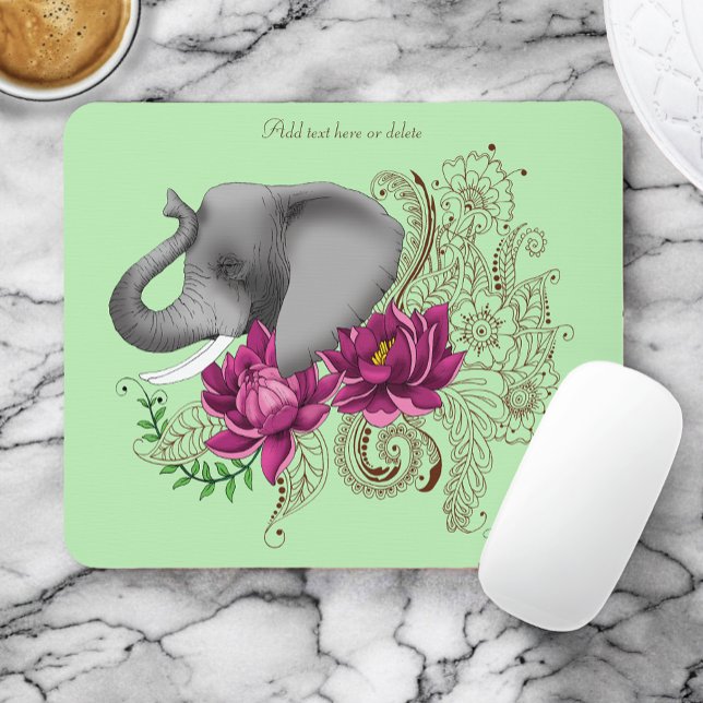 Elephant Henna Lotus Flowers Mouse Pad (Creator Uploaded)