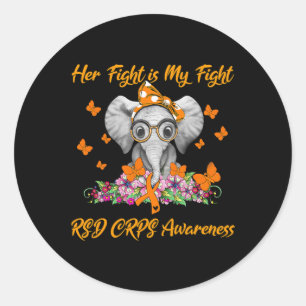 Elephant Her Fight is My Fight RSD CRPS Awareness Classic Round Sticker