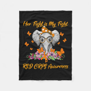Elephant Her Fight Is My Fight Rsd Crps Awareness  Fleece Blanket