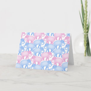 Elephant Herd in Pink and Blue Card