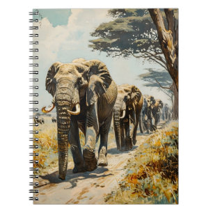 Elephant herd vintage notebook