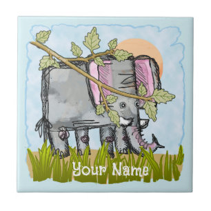Elephant Hiding  Ceramic Tile