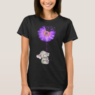 Elephant Hold Purple Sunflower Fibromyalgia Awaren T-Shirt
