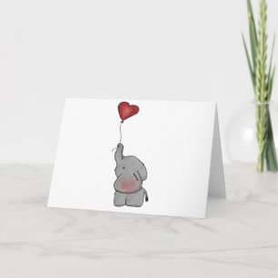 Elephant Holding Balloon Card